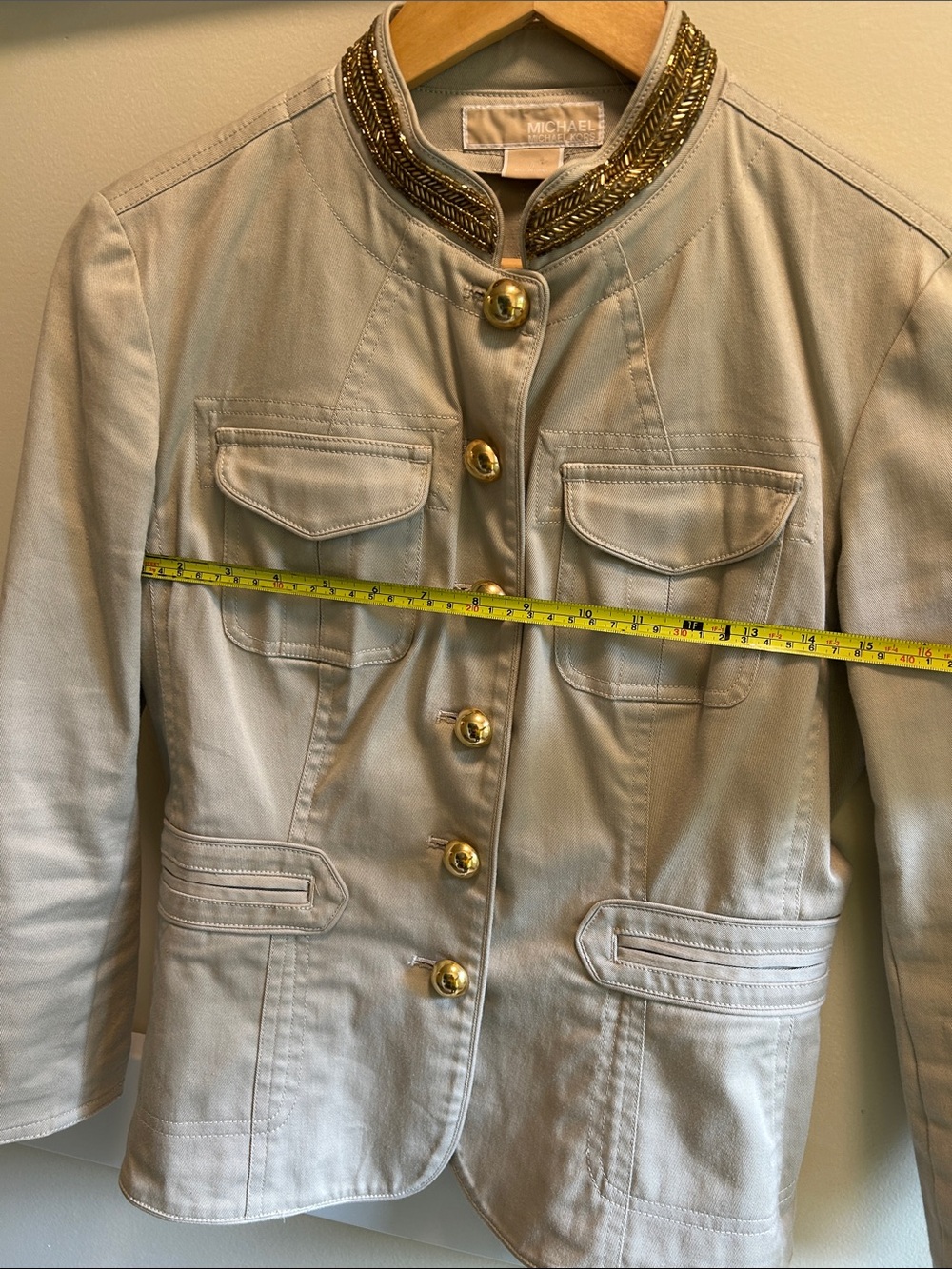 Michael Kors Cream Military-Style Button Front Jacket - Picture 5 of 6